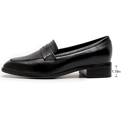 Image of Mona flying Womens Leather Square Toe Penny Loafer Slip on Flat Office Shoe