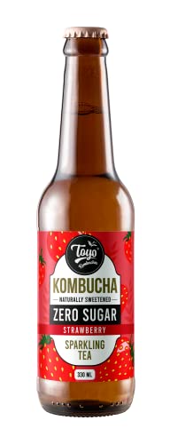 Image of Toyo Kombucha Zero Sugar Sparkling Fermented Probiotic Tea | Strawberry| Gut Friendly| Immunity Booster| Rich in Probiotics and Antioxidants | 330ML Pack Of 6