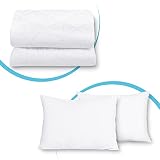 Bundle-Waterproof Premium Microfiber Quilted Mattress Pad & Micorfiber Terry Pillow Protector, Breat