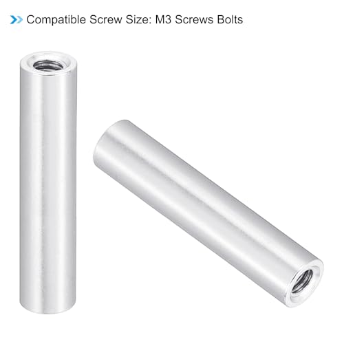 PATIKIL M3 Aluminium Abstandshalter, 12 Stück Metall Abstandsbolzen Hülsenmutter 3mm ID x 5mm OD x 25mm L Gewindeabstandshalter Schraubenabstandhalter Rund für RC Auto, Silber