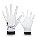PSUFURV Anti-Slip Sports Golf Gloves for Women - White Genuine Sheepskin Glove for Training - Suitable for Ladies Sports Golf, Fitness (21#)