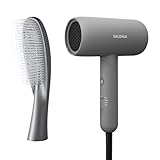 SALONIA サロニア スムースシャイン ドライヤー ヘアブラシ グレー 2点セット 大風量 速乾 軽量 ヘアドライヤー ヘアダイコーム スカルプケア ツヤ髪 【Amazon.co.jp限定】