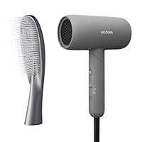 SALONIA サロニア スムースシャイン ドライヤー ヘアブラシ グレー 2点セット 大風量 速乾 軽量 ヘアドライヤー ヘアダイコーム スカルプケア ツヤ髪 【Amazon.co.jp限定】