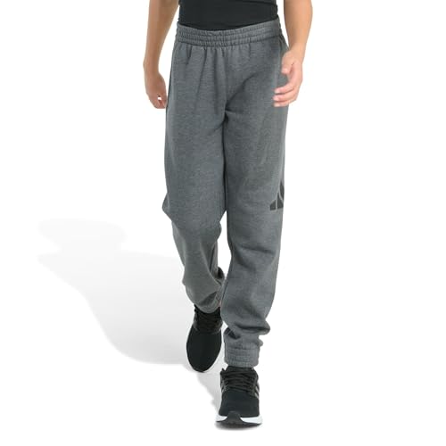 Image of adidas Boys' Fleece 3-Stripe Jogger, Dark Grey Heather, 14-16
