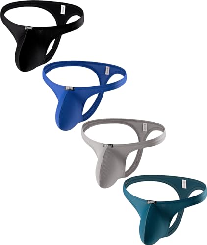 iKingsky Men's Big Pouch Thong Underwear Smooth Low Rise Bulge T-back Panties