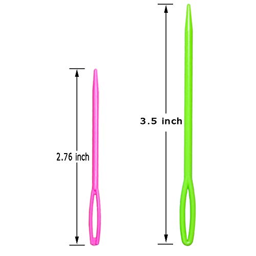 Hekisn Large-Eye Plastic Sewing Needles, 20 Pieces Colorful Safety Lacing Needles, 2 Different Sizes Yarn Sewing Needle, Learning Needles For Diy Sewing Handmade Crafts，3.5 &2.76 Inch (20 Pieces) #TOP1