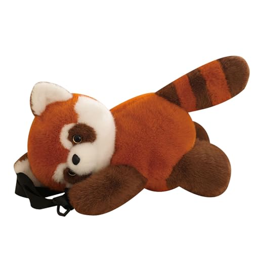 Bolsa de piel suave – Mochila con relleno de panda rojo | Correa bonita y ajustable | Peluche | Monedero de viaje | Bolso bandolera para amantes de los animales | Panda rojo de peluche Panda rojo