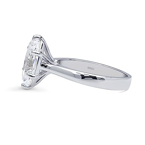BERRICLE Sterling Silver Oval Cut CZ Solitaire Wedding Engagement Promise Rings for Her, Cubic Zirconia Chevron Wishbone Ring Enhancer, 1-3 Piece Set3