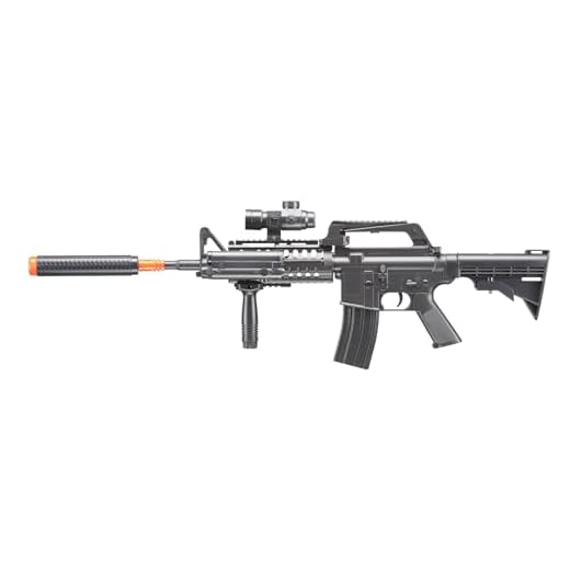 400 FPS Airsoft Spring Power Rifle M4 Durable Material with Flashlight, Red Dot, Grip and1000 Rounds 0.12g BBS