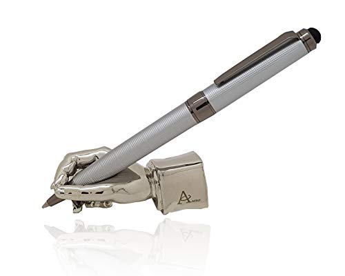 Acely Executive Solid Heavy Hand Shape Pen Holder Metal Art Craft Paperweight For Desktop Organizer Pen Stand Decoration (Silver) #TOP14