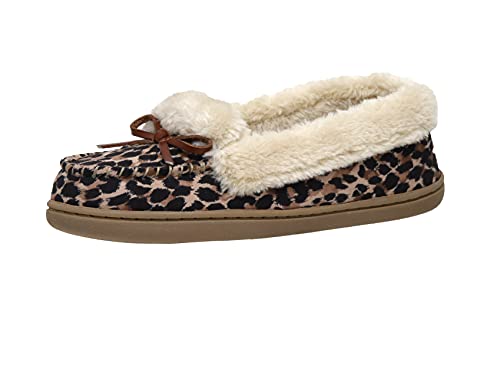 Cushionaire Women's Sierra Moccasin Slipper +Memory Foam, Leopard 6 #TOP27