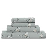 Cotton Comfort Bedding 4PC Floral Printed Bed Sheet Set Double – 100% Egyptian Cotton 400 Thread Count | Includes 1 Fitted Sheet, 1 Flat Sheet & 2 Pillowcases | Luxury Floral Cotton Bedding