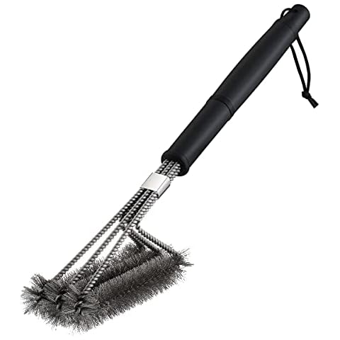 Yoodeet 18" Triangle Metal Grill Cleaning Brush BBQ CleaningTool 3-Branch Stainless Steel Barbecue Brushes Cleaner Cover