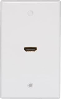 Buyer's Point 1 Port HDMI Wall Plate [UL Listed] Insert Built-in Hi-Speed HDMI Cable with Ethernet- Decora Style Jack/Plug for Outlet Port (White 1 Port)
