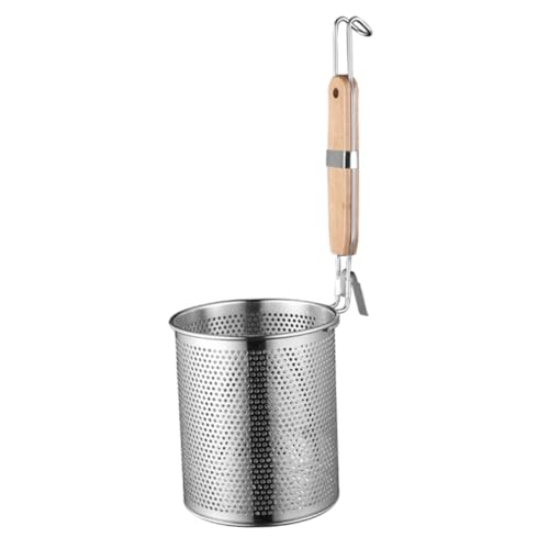 Veemoon Espumadera de Acero Inoxidable Mango de Madera Colador para Pasta y Fideos Cedazo Perforado de 14 CM Mediano Herramienta para Cocina Casera y Profesional