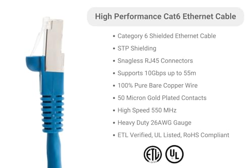 Cable Ethernet Cat6 STP 15 ft Azul miniatura 2