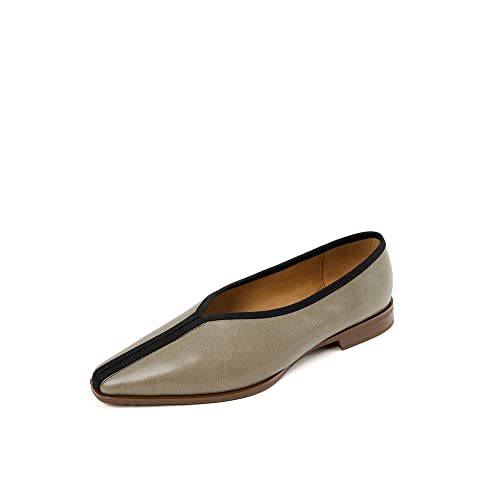 TinaCus Handmade Pointed Toe Genuine Leather Comfortable Slip On Women's Flat Shoes