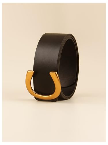 SOLY HUX Women's PU Leather Metal Buckle Belt Letter Shaped Waist Belts for Jeans Dress3