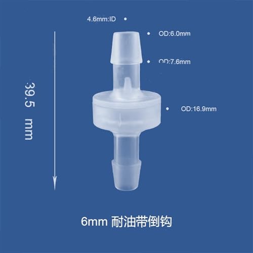 Vanne anti-retour 6mm en plastique léger pour transfert eau gaz 100pcs - 3
