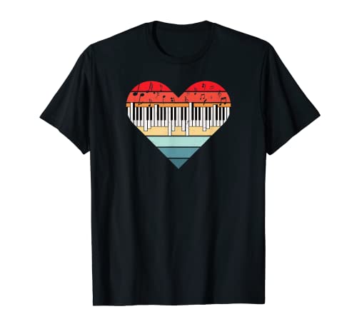 Notas de música retro del piano del corazón Camiseta