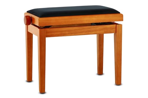 Banc de piano en bois massif GEWA Deluxe robuste avec assise ajustable érable mat