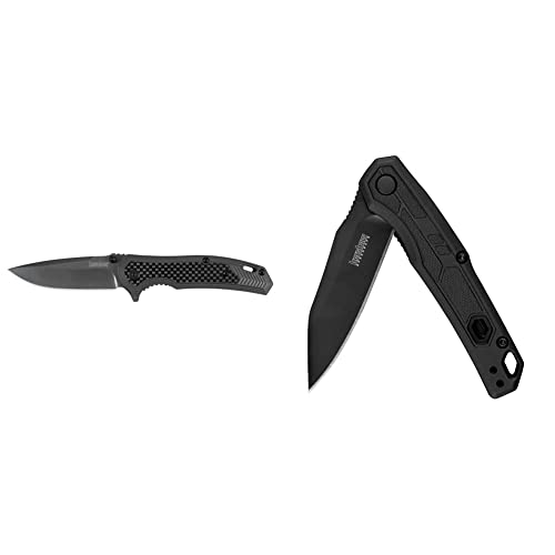 Kershaw Fringe Pocket Knife, 3-Inch 8Cr13Mov Steel Blade With Gray Titanium Carbo-Nitride Coating, Carbon-Fiber Insert, 8310 & Appa Folding Tactical Pocket Knife, Speedsafe Opening #TOP20
