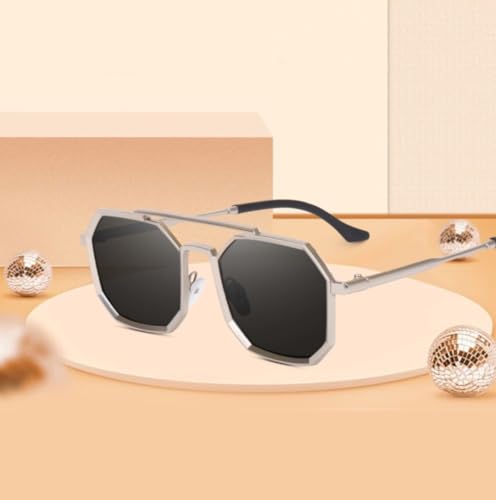 Image of Hexagon Round Sunglasses Metal Frame Stylish Goggles For Men's and Women's