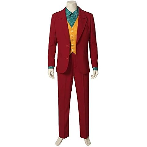 Mens 2019 Movie Clown Fancy Dress Costume Halloween Burgundy Suit Costume (Men: Small) Cover