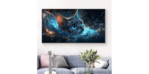 Broderie Diamant Le Chat Bleu 80x160cm | Kit Complet Grand Format DIY