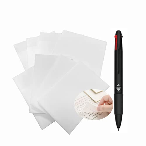 Clear Sticky Notes Pad With Pen, Waterproof Self-Adhesive Transparent Memo Scratchpad Message Reminder,Memos,Marks,Write on and Reposition Easily,8 Pack 400 Sheets Two Sizes 2x3 and 3 x 3 Inch Cover