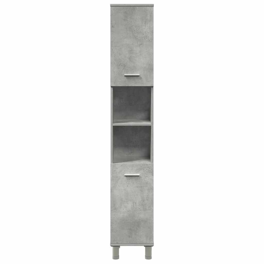 4-TLG. Badmöbel-Set Betongrau Holzwerkstoff Betongrau, Badezimmerschrank, Unterschrank Bad, Unterschrank