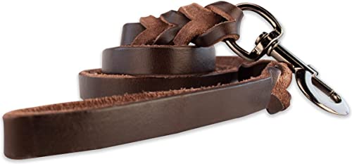 Laisse en cuir tressé pour chien marron chic et robuste de 180 cm - 3