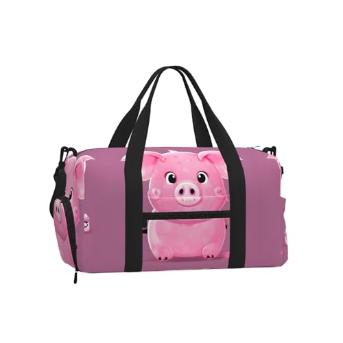 Bolsa cruzada de mano ligera y cómoda con un tierno estampado de cerdo rosa
