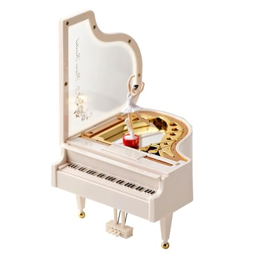 Image of AUGEN Exclusive Music Box Musical 360 rotatable Carousel Children's Wooden Men and Women Birthday Creative Christmas Valentine's Day Gift Home Decoration (Piano)
