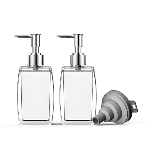 White Soap Dispenser with Refillable Plastic Pump for Bathroom Sink or Kitchen Counter, Ideal for Hand Soap, Liquid Soap, Dish Soap, or Lotion Use