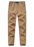 XiaoLongRen Men Fleece Lined Warm Hiking Pants Thermal Winter Ski Sweatpants(MenMenSkiPants33822Khaki30)