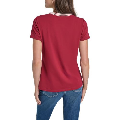 Image of Nautica Women's Solid V-Neck Short Sleeve T-Shirt Shirt
