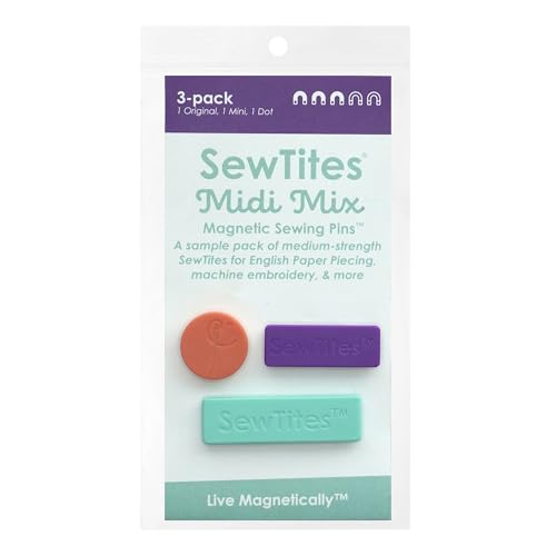 SewTites Midi Mix - Medium Strength Magnetic Sewing Pins (3 Pack)