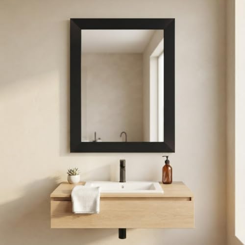 Image of Creative Arts n Frames Wall Decor Hand Crafted Wooden HD Wall Mirror Panel for Living Room Bedroom Lobby Modern Wall Decor Home Decor Items (Classic Black 10X14 inch Framed HD Mirror)