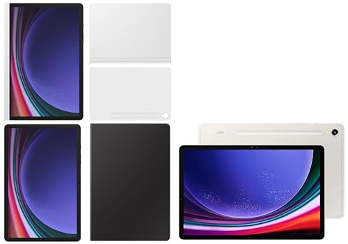 Image of Samsung Galaxy Tab S9 RAM 12 GB, ROM 256 GB, Wi-Fi Tablet, Beige with S9 Screen Protector, Transparent & S9 Book Cover Keyboard, Black & S9 Notepaper Screen, White & S9 Smart Book Cover, White