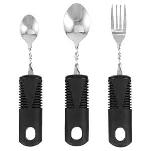 3 stuks flexibel bestek, bestek voor gehandicapten, bestek voor Parkinson volwassenen, flexibele lepel voor gehandicapten, flexibel bestek, dikke handgreep, voor kinderen, artrose, reuma,