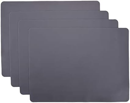 Whalesee Silicone Placemats Set of 4-Food Grade Waterproof, Stain-Proof, Anti-Slip, Heat-Resistant Thickening, Countertop Protector, Kitchen Countermat, Washable Children's Placemat (Dark Gray)