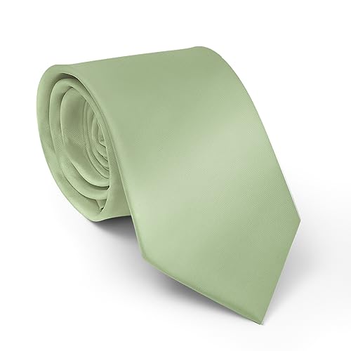Image of Men's Classic Satin 3.15 inch Soild Color Necktie Wedding Business Tie & Gift Box