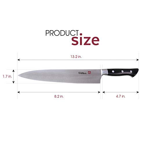 Hattori Japanese Chef’s Knife, FH-6L Professional Gyuto Knife, VG-10 Cobalt Steel Pro Kitchen Knife with Ergonomic Black Linen Micarta Handle, 8.2 inch