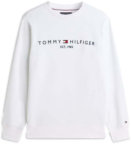 Tommy Hilfiger Men’s Tommy Logo Sweatshirt without Hood, White (White), L