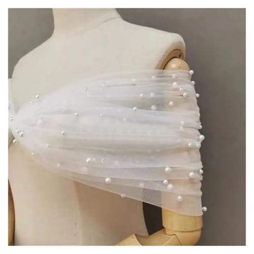 Bride shawl Pearl One Shoulder Mesh Women's Wedding Dress Party Dress Accessories for Bride3