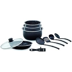 Cacerolas De Piedra Volcanica BN Houseware - Juego de 10 cacerolas antiadherentes de Piedra volcánica y Utensilios