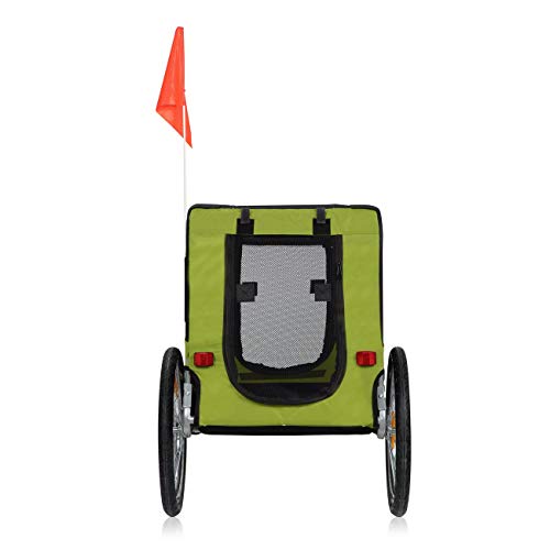 zoomundo Fahrradanhänger Hundeanhänger für Hunde-Transport in Grün/Schwarz - Silver Frame
