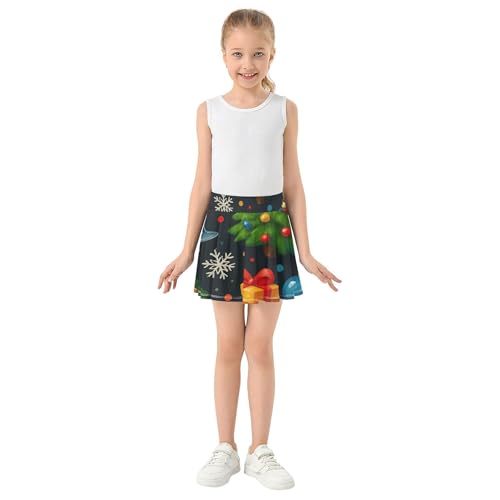 Joisal Athletic Shorts for Girls Skorts Christmas Trees Black Tennis Skirts Toddler Children Flowy Skirt 3t3