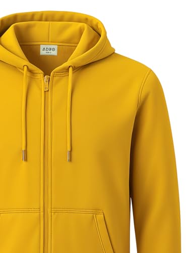 Image of ADRO Mens Cotton Solid Zipper Hoodie Sweatshirts
